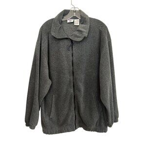 Jerzees Mens Large Gray Full Zip Fleece Jacket 70% Polyester & 30% Rayon